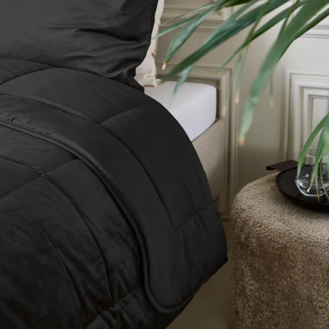 Lazy Velvet zwart microvezel dekbed