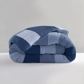 Lazy blauw geblokt dekbed