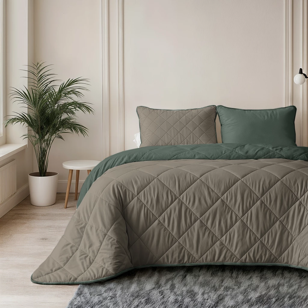 Easy dekbed Lazy-taupe/groen