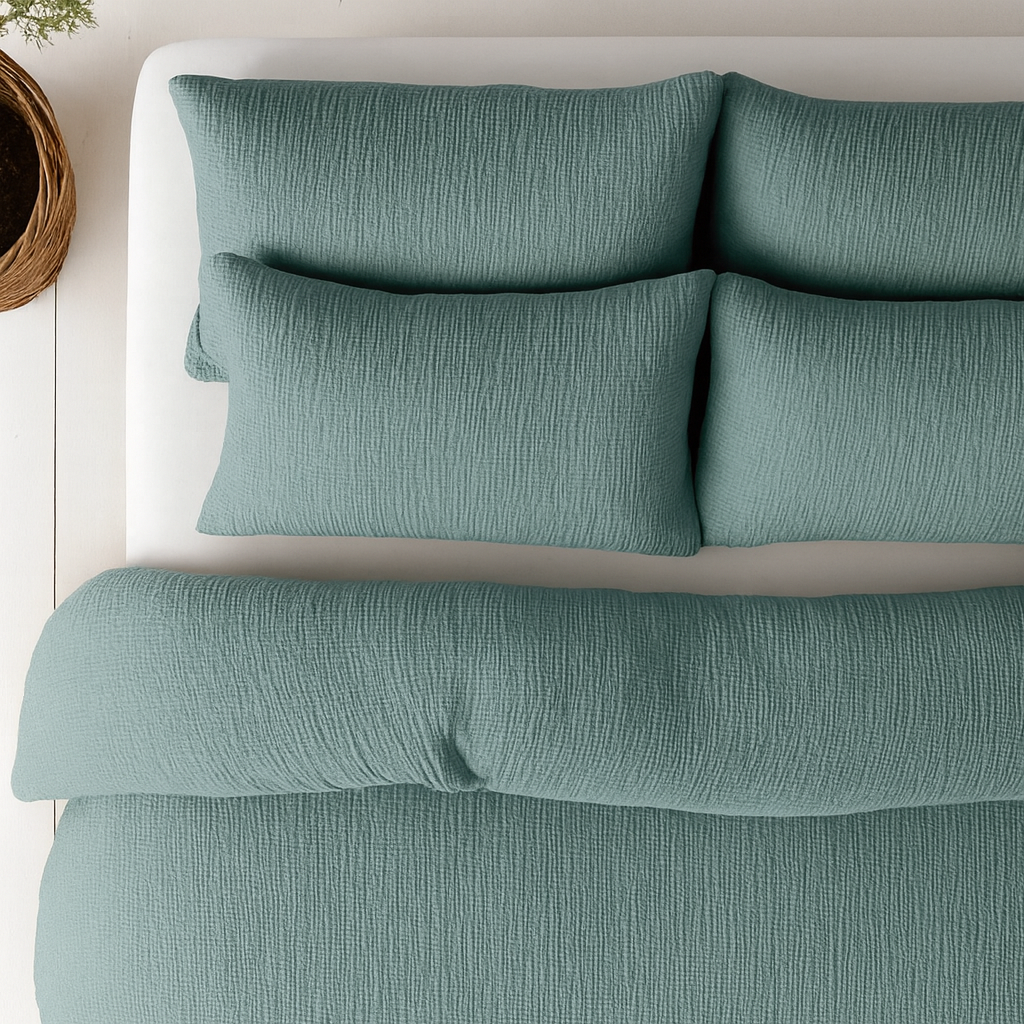 Luxe mousseline dekbed groen